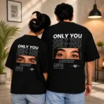 Personalized eye print couple t-shirt with custom eye photo print for couples by Banaado