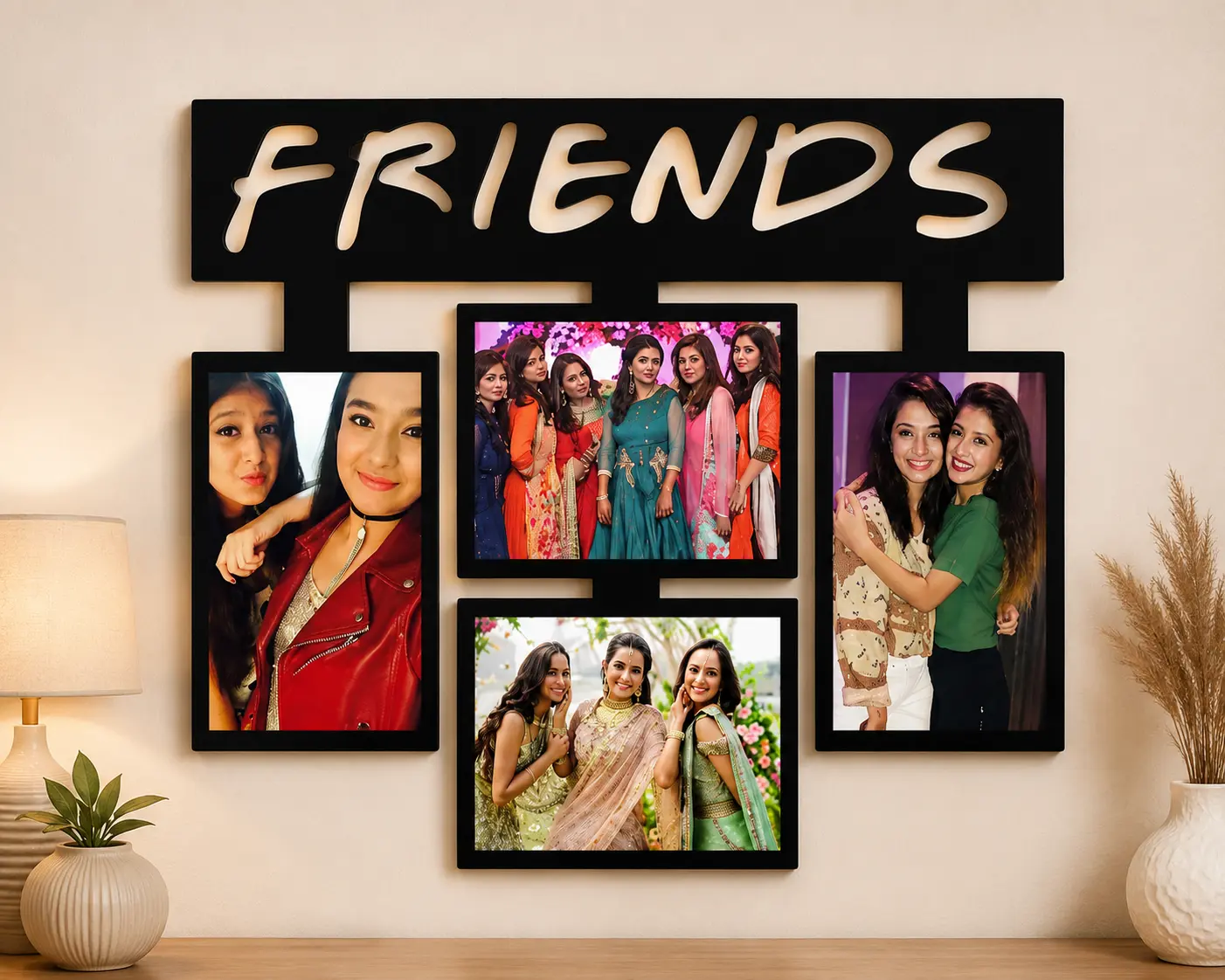 3a0f952f-15fa-4e8f-a59a-4b4dd147ae40 friends photo cutout frame, personalized friends frame, custom friends photo frame, friends wall decor, friendship photo frame, friends collage frame, custom collage frame