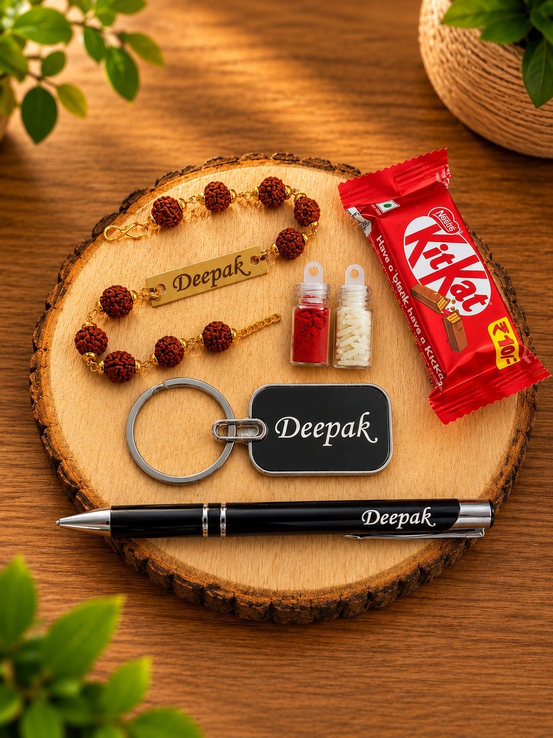 60c11d68-c7bf-4682-bca3-5a76683aaebc personalized rudraksha rakhi, rudraksha bracelet rakhi, personalized name rakhi, custom name rakhi, engraved bracelet rakhi, personalized rakhi for brother, bracelet rakhi for brother