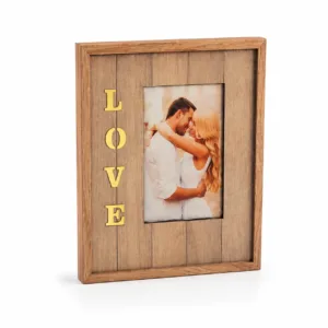 Personalized wooden love photo frame with custom couple photo and LOVE lettering by Banaado