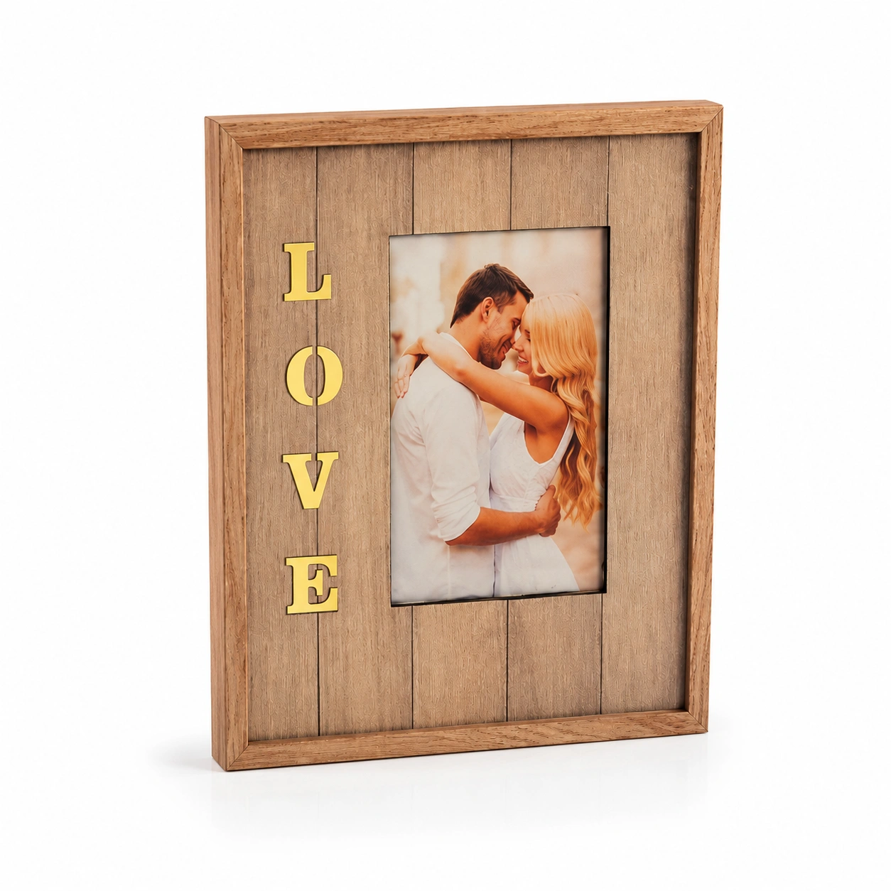 Personalized Wooden Love Photo Frame Personalized wooden love photo frame with custom couple photo and LOVE lettering by Banaado
