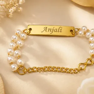 gathmala rakhi, gathmala name engraved rakhi, personalized gathmala rakhi, customized rakhi for bhabhi, rakhi for bhabhi, bhabhi rakhi, pearl rakhi for bhabhi, personalized pearl rakhi